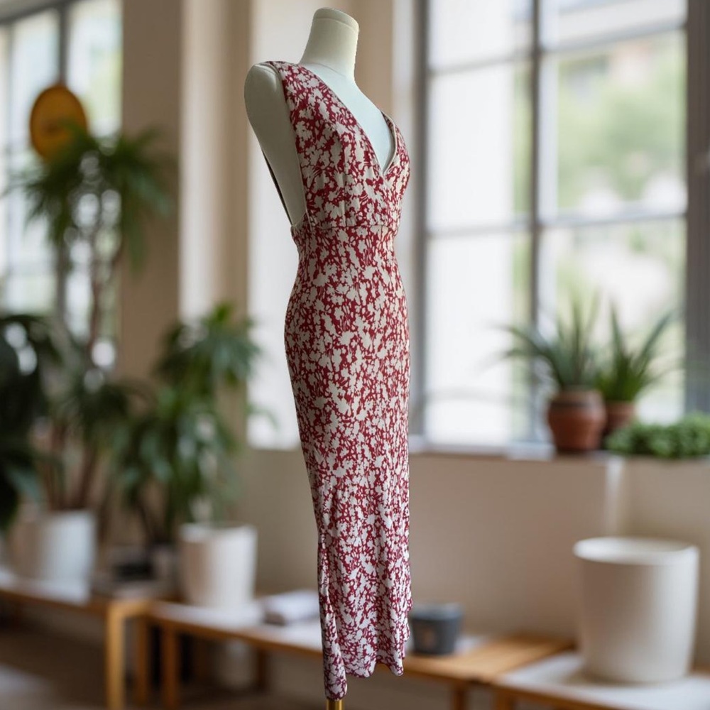 Free People Women’s Vintage Red White Floral Sleeveless Dress! Size 8! - Picture 4 of 13